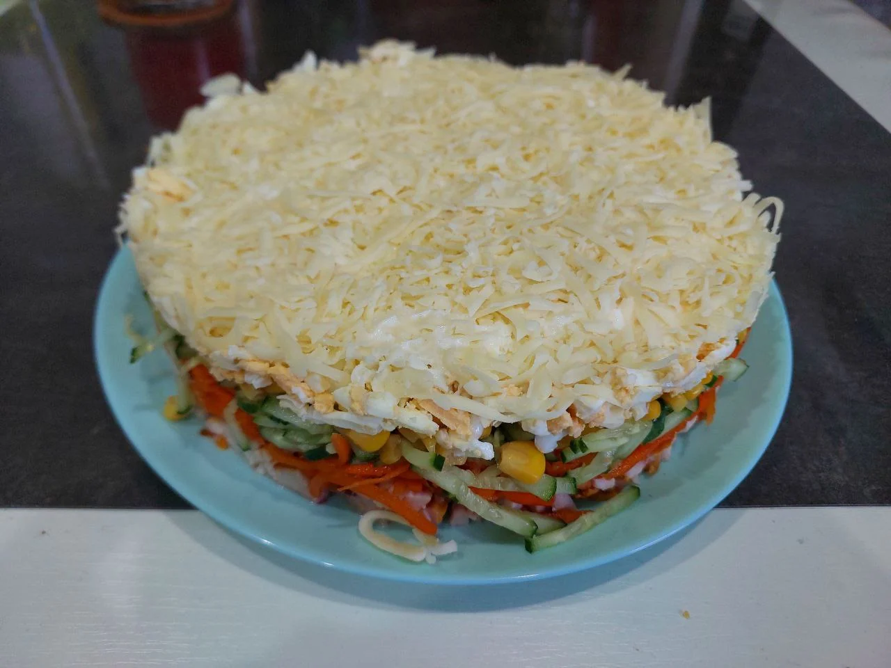 Салат с копчёной курицей и морковью по-корейски
